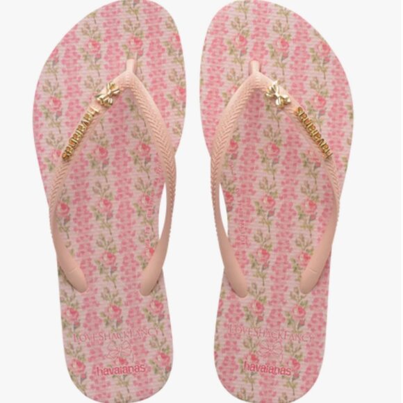 Women's LoveShackFancy Blooming Heirloom Slim Flip Flops - Picture 1 of 11